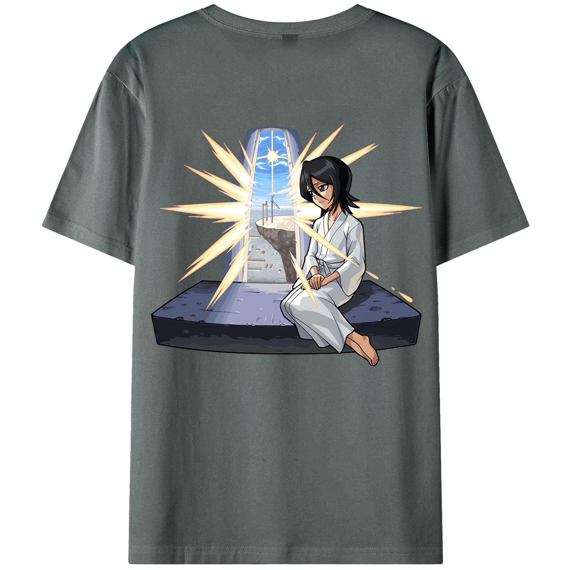 （画像用） ブリーチ 朽木ルキア BLEACH Kuchiki Rukia 綿100％ メンズ半袖Tシャツ（バックプリント） 通気性